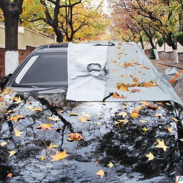 4 Εποχών Μεγάλο Προστατευτικό Κάλυμμα Παρμπρίζ & Καθρεπτών Ηλιοπροστασία & Χιονιού Αντιπαγωτικό με Αντανακλαστικές Ταινίες PEVA 2,34x1,58m