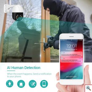 ICSee Αδιάβροχη Έξυπνη PTZ Κάμερα Ασφαλείας 1080p με WiFi - Αpp Εφαρμογή Παρακολούθησης - Νυχτερινή Λήψη & Μικρόφωνο