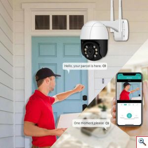 ICSee Αδιάβροχη Έξυπνη PTZ Κάμερα Ασφαλείας 1080p με WiFi - Αpp Εφαρμογή Παρακολούθησης - Νυχτερινή Λήψη & Μικρόφωνο