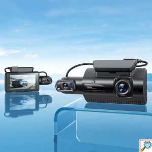 Κάμερα Wifi Αυτοκινήτου Διπλή με Καταγραφικό, Περιστρεφόμενο Φακό, Ενσωματωμένο Αισθητήρα και Νυχτερινή Λήψη Hoco Max Μαύρη