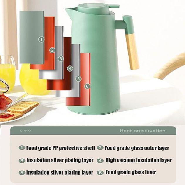 Κανάτα Σερβιρίσματος Θερμός με Λαβή Από Bamboo Χωρητικότητας 1 L