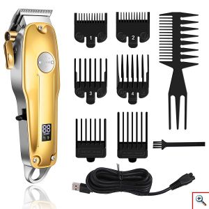 Kemei® Επαγγελματική Κουρευτική Μηχανή 5W Επαναφορτιζόμενη Ρυθμιζόμενου Μήκους Κοπής με Ψηφιακή Ένδειξη - Professional Hair Trimmer KM-1986Z+PG