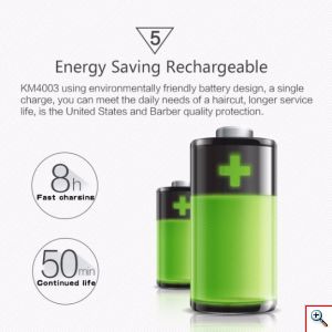 Kemei® Αδιάβροχη Επαγγελματική Κουρευτική Μηχανή 3W Επαναφορτιζόμενη KM-4003