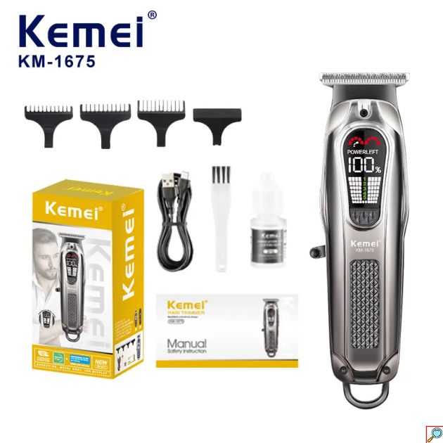 Kemei Επαναφορτιζόμενη Κουρευτική Μηχανή με Οθόνη LCD 