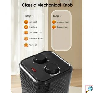Κεραμικός Θερμαντήρας Χώρου 1800W με 3D Εφέ Φλόγας, Αθόρυβη Λειτουργία & ECO Mode - Andowl