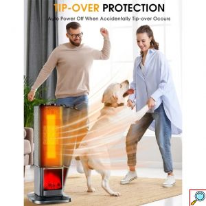 Κεραμικός Θερμαντήρας Χώρου 1800W με 3D Εφέ Φλόγας, Αθόρυβη Λειτουργία & ECO Mode - Andowl