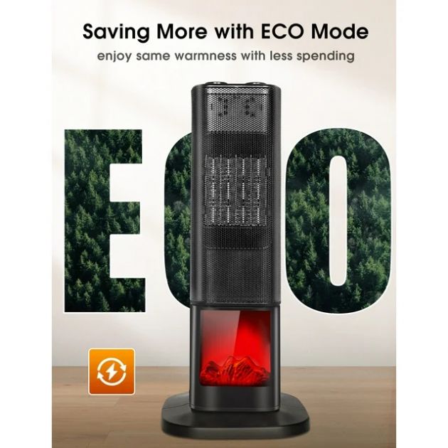 Κεραμικός Θερμαντήρας Χώρου 1800W με 3D Εφέ Φλόγας, Αθόρυβη Λειτουργία & ECO Mode - Andowl