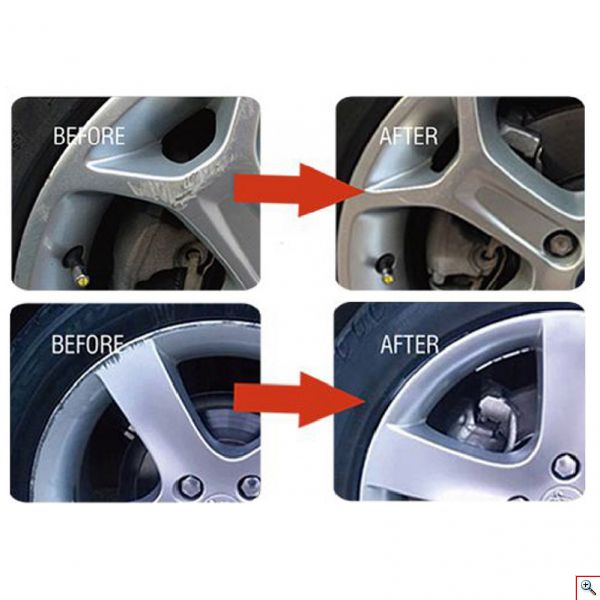 Κιτ Επισκευής & Ανανέωσης Ζάντας, Επιδιορθωτικό Γρατζουνιών Ριτίνης, Χρώματος Γκρι/Ασημί, DIY Alloy Wheel Repair Kit, LocBondso