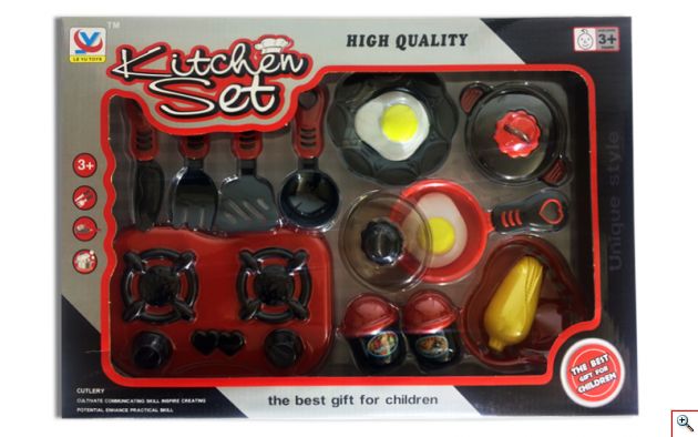 Παιδικά Μαγειρικά Σκεύη - Σετ των 13 Τεμαχίων σε Μαύρο/Κόκκινο Χρώμα