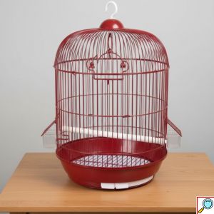 Κλουβί Πουλιών Μεταλλικό Κόκκινο 33x53cm με Κουνίτσα και Ταΐστρες