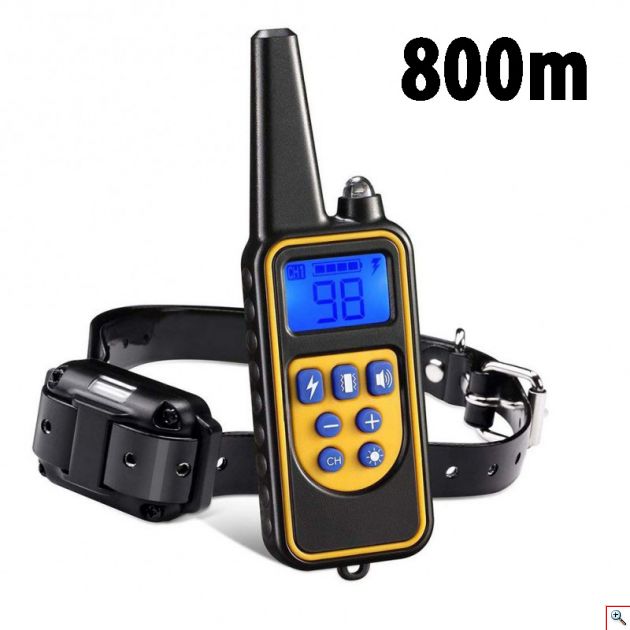 Επαναφορτιζόμενο Αδιάβροχο Ηλεκτρονικό Κολάρο Εκπαίδευσης Σκύλου με 3 Λειτουργίες & 200 Στάδια Έντασης με Τηλεχειριστήριο & Φακό LED - 800m
