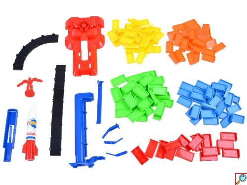 Εκπαιδευτικό Πολύχρωμο Ντόμινο 180 Τεμαχίων με Εκτόξευση Πυραύλου, Αυτοκόλλητα, Γράμματα και Μαθηματικά Σύμβολα