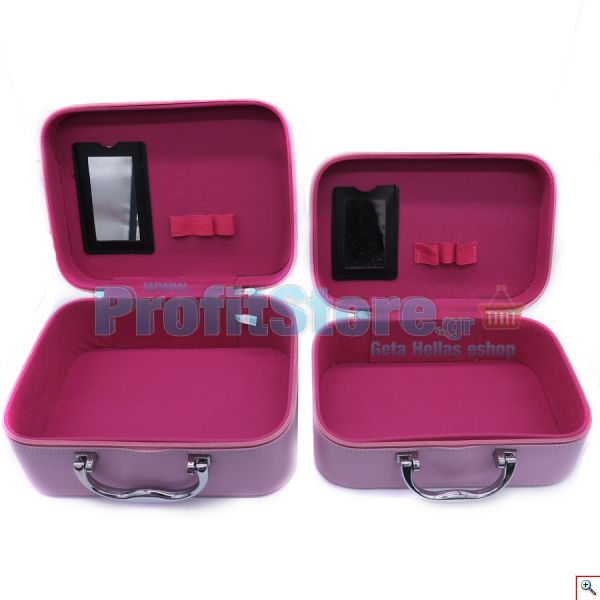 Δερμάτινα Βαλιτσάκια για Μακιγιάζ και Καλλυντικά σετ 2 τμχ - Makeup Mini Suitcase Kisses