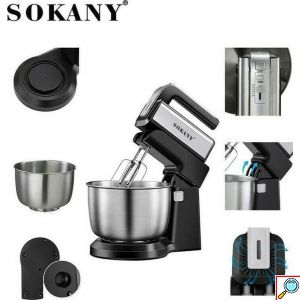 SOKANY Ηλεκτρικό Μίξερ 5 Ταχυτήτων 3.5L, 500W με Κάδο από Ανοξείδωτο Χάλυβα-Blender CX 6652