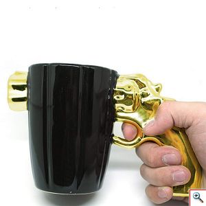 Τρισδιάστατη Κεραμική Κούπα Περίστροφο Revolver για Καφέ & Τσάι 350ml σε Διάφορα Χρώματα