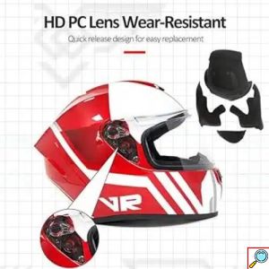Κράνος Μοτοσικλέτας Full Face Unisex – Κόκκινο με Λευκές Λεπτομέρειες