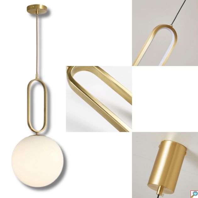 Κρεμαστό Μονόφωτο Φωτιστικό με Χρυσές Λεπτομέρειες & Ντουί G9