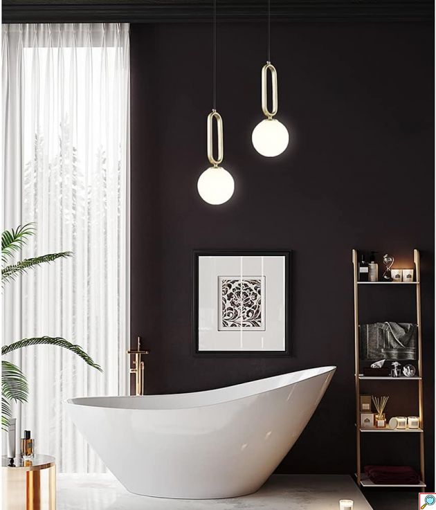 Κρεμαστό Μονόφωτο Φωτιστικό με Χρυσές Λεπτομέρειες & Ντουί G9