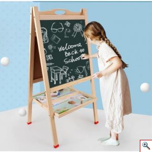 Διπλός Μαγνητικός Παιδικός Πίνακας & Μαυροπίνακας Ζωγραφικής Διπλής Όψης με Ρολόι,Άβακα και Αποθηκευτικό Χώρο για Κιμωλία & Μαρκαδόρο