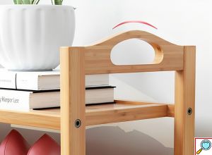 Ξύλινη Bamboo Παπουτσοθήκη - Ραφιέρα Δαπέδου με 4 Ράφια 67 x 67 x 23 cm