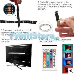 Πλήρες Κιτ Κρυφού Φωτισμού RGB Με USB για Τηλεοράσεις με Τηλεχειριστήριο L17 OEM