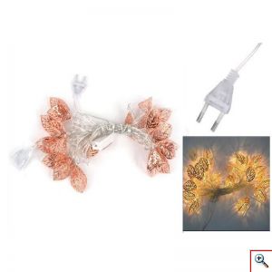 Λαμπάκια 20LED με Φυσικό Λευκό Φως & Διάφανο Καλώδιο - Χριστουγεννιάτικα Λαμπάκια Φωτάκια Φύλλα