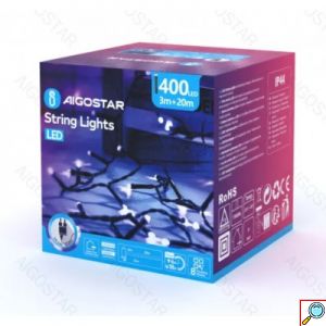 Aigostar Χριστουγεννιάτικα 400 LED Λαμπάκια Ψυχρού Λευκού Φωτισμού - 20m 6500K με 8 Διαφορετικά Προγράμματα Φωτισμού