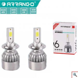 2x ARRANGO® Λαμπτήρες LED SMD Φώτα Πορείας H1 36W 6500K W6 3800Lm