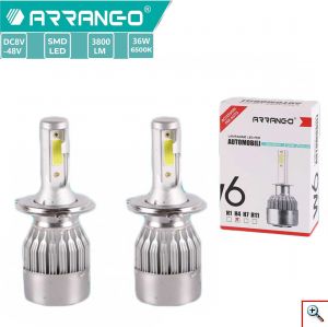 2x ARRANGO® Λαμπτήρες LED SMD Φώτα Πορείας H4 35W 6500K W6 3800Lm