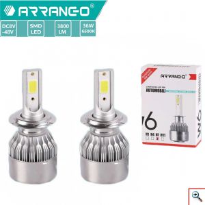 2x ARRANGO® Λαμπτήρες LED SMD Φώτα Πορείας H7 36W 6500K W6 3800Lm