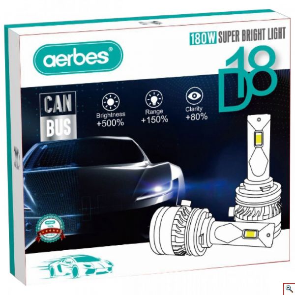 2x aerbes® Λαμπτήρες LED SMD Φώτα Πορείας H11 180W 6000K D18 20000Lm