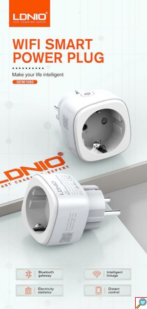 Ldnio Smart Μονόπριζο με Διακόπτη - WiFi Bluetooth και Δυνατότητα Ελέγχου μέσω Εφαρμογής - Λευκό 