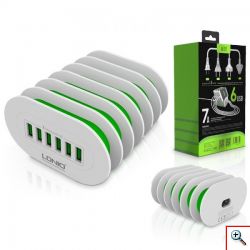 LDNIO Φορτιστής Συσκευών A6702, 6 USB, 7A