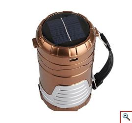 Πτυσσόμενος Ηλιακός Φακός Φανάρι Camping Led 1W+6LED & PowerBank GSH 7088A