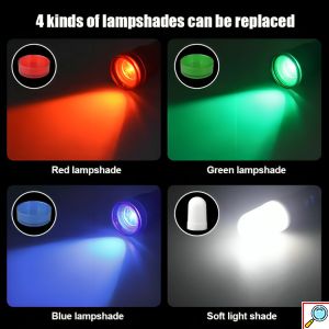 LED Αδιάβροχος Επαναφορτιζόμενος Φακός Αλουμινίου με Άγκιστρο Στήριξης και RGB Χρωματιστούς Φακούς - Andowl
