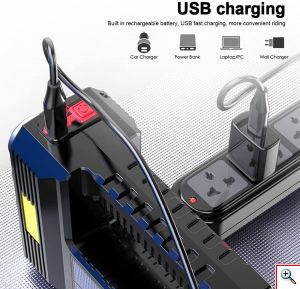 LED Αδιάβροχος Επαναφορτιζόμενος Φακός - Power Bank 20W με Ηλιακό Πάνελ και 4 Λειτουργίες Φωτισμού 5117-1 - 325022