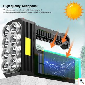 LED Αδιάβροχος Επαναφορτιζόμενος Φακός - Power Bank 20W με Ηλιακό Πάνελ και 4 Λειτουργίες Φωτισμού 5117-1 - 325022