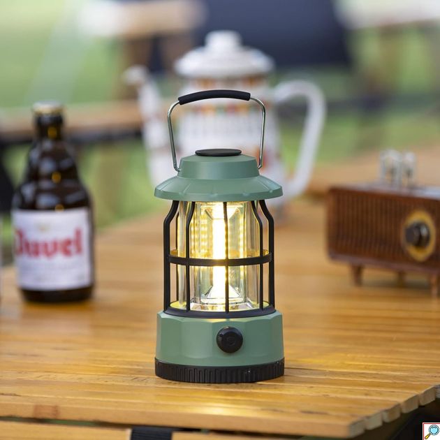LED Φανάρι Dimmable με Μπαταρίες 300LM για Camping ή Ψάρεμα σε Θερμό Λευκό Φωτισμό Πράσινο 