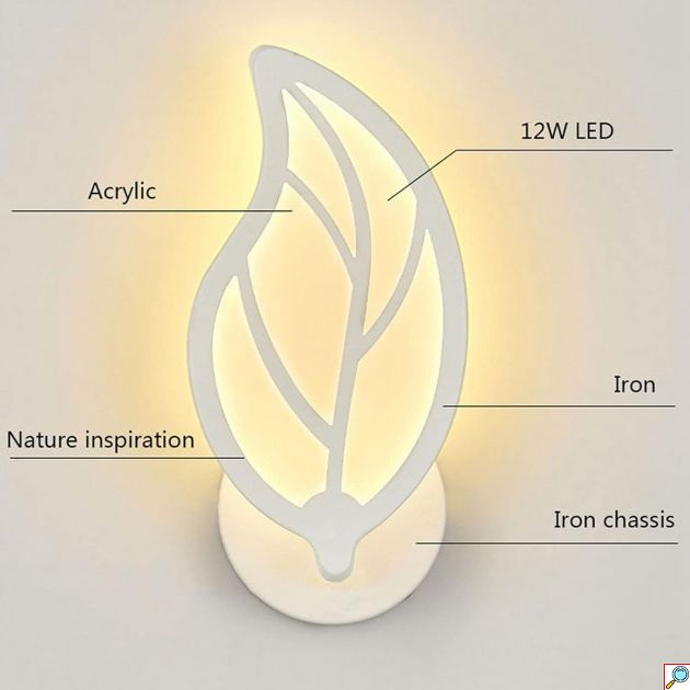 LED Φωτιστικό Τοίχου – Απλίκα 10W σε Θερμό Λευκό Φωτισμό και Σχήμα Φύλλο E32 - Universo