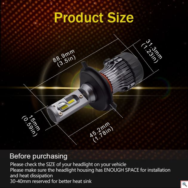 LED Φώτα Αυτοκινήτου H4 6500K 10000LM (2 x 5000) 60W (2 x 30W) CAN BUS 9-32V