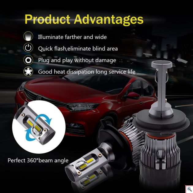 LED Φώτα Αυτοκινήτου H4 6500K 10000LM (2 x 5000) 60W (2 x 30W) CAN BUS 9-32V