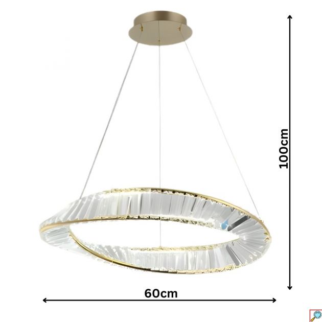 LED Κρεμαστό Φωτιστικό Οροφής 45W Ψυχρού Λευκού Φωτισμού 100 x 60cm - Universo