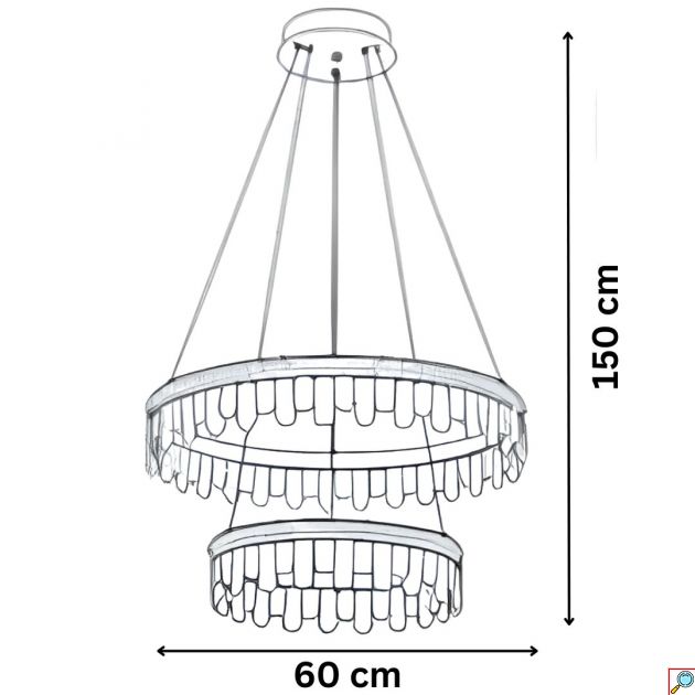 LED Κρεμαστό Φωτιστικό Οροφής 72W με 3 Ρυθμίσεις Φωτισμού 150 x 60cm - Universo