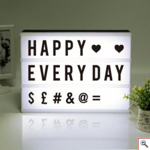 LED Φωτιζόμενος Πίνακας - USB Πινακίδα με 96 Καρτέλες & Emoji για Μηνύματα - LED Light Box