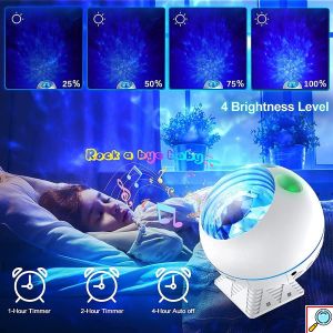LED Προβολέας Προτζέκτορας 360° Γαλαξίας με 43 Χρώματα, Ηχείο Bluetooth, Χρονοδιακόπτη και Τηλεχειριστήριο - Galaxy, Moon & Nebula Night Light