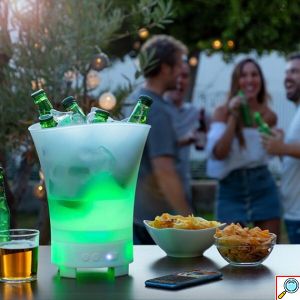 LED RGB Φωτιζόμενη Σαμπανιέρα - Δοχείο Πάγου με Επαναφορτιζόμενο Ηχείο 5W & Bluetooth