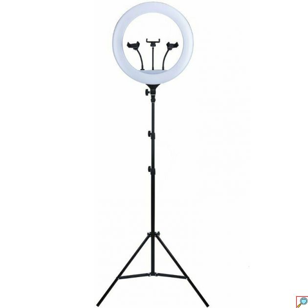 LED Ring Light Δαχτυλίδι Διαμέτρου 43cm, Φωτισμού 3200-5600K με Τρίποδο Δαπέδου και Βάση για Κινητό