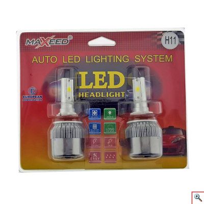 LED Φώτα Αυτοκινήτου MAXEED Η11 6000Κ 72W (2x36W) 7600LM (2x3800LM) CAN BUS 