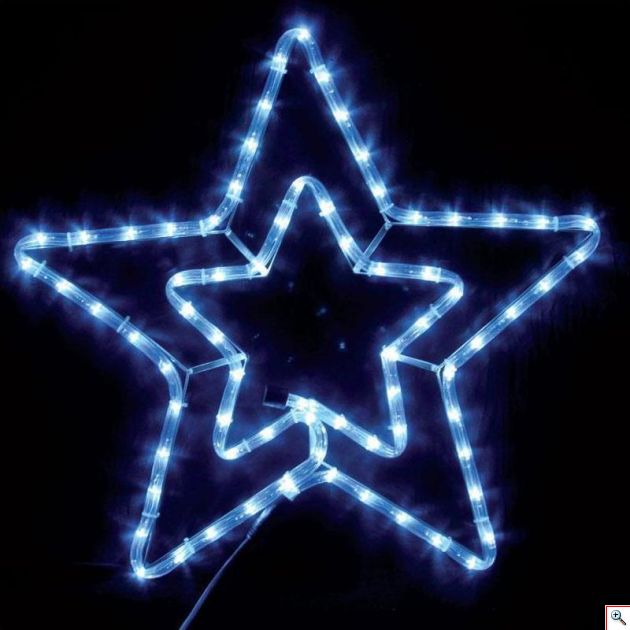 Αστέρι Διπλό Λευκό Led Με 3m Φωτοσωλήνα 55x56cm