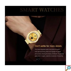Χρυσό Μεταλλικό Smartwatch με Πολλαπλές Λειτουργίες - Συμβατό με Android & iOS